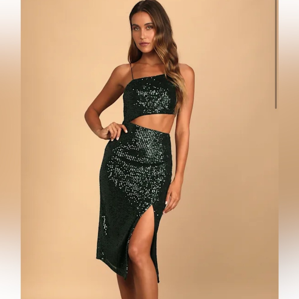 Lulus Green Sequin Dress NWT